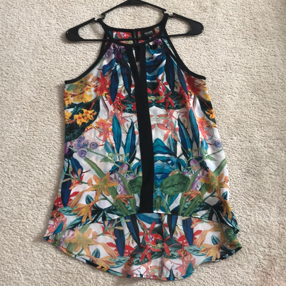Nicole miller floral halter top sz xs